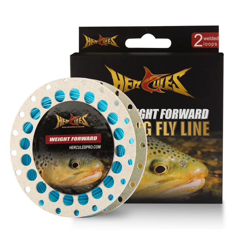 Hercules HERCULES Fly Fishing Line Floating Weight Forward Fly Line with Double Welded Loop, Teal Blue, WF5F 100FT  - Image 1
