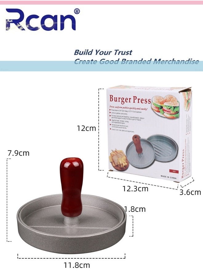 Rcan Burger Press Patty Maker Stainless Steel Hamburger Mold Non Stick with 100 Patty Papers  - Image 2
