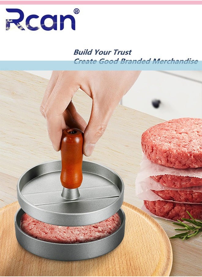 Rcan Burger Press Patty Maker Stainless Steel Hamburger Mold Non Stick with 100 Patty Papers  - Image 5