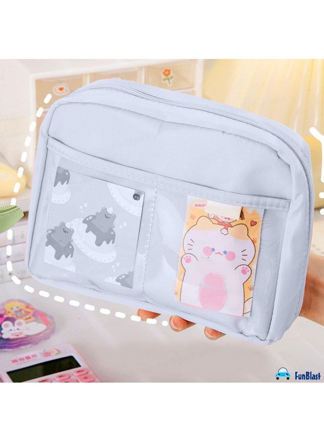 FunBlast Pencil Case for Kids - Large Capacity Zipper Pencil Pouch for Kids & Adult, Multipurpose Stationary Pouch Bag for Kids, Makeup Pouch, Aesthetic Pouch (Light Blue) - Image 4