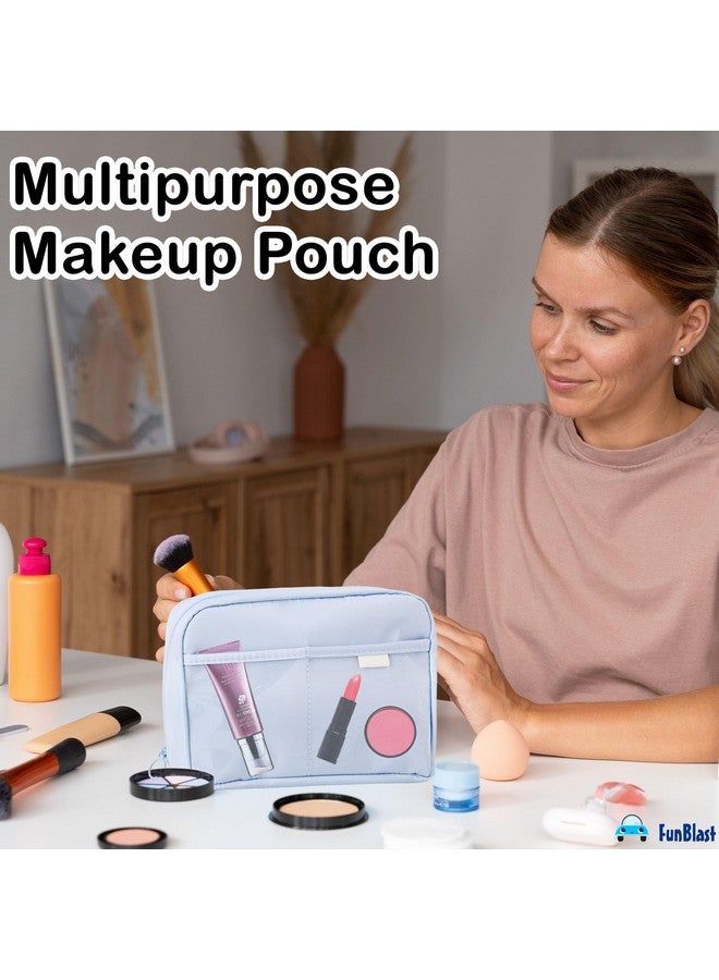 FunBlast Pencil Case for Kids - Large Capacity Zipper Pencil Pouch for Kids & Adult, Multipurpose Stationary Pouch Bag for Kids, Makeup Pouch, Aesthetic Pouch (Light Blue) - Image 5