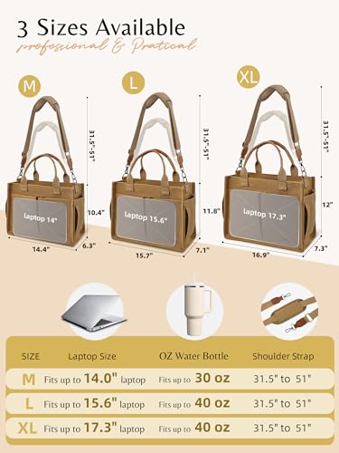 BESBESME Canvas Tote Bag for Women with Zipper, Compartments & Luggage Sleeve, Work and College Crossbody Bag, Adjustable Strap, Laptop Purse for Teacher, Nurse, Travel, Bible Study, Khaki M - Image 5