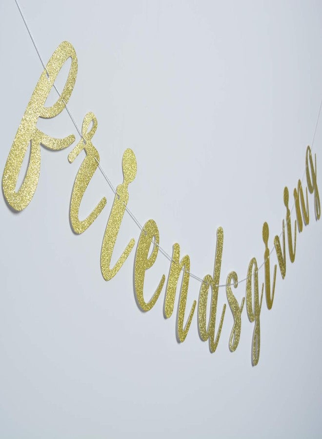 FOZEE Friendsgiving Banner for Thanksgiving Day Friends Party Decorations Pre-strung Home Garland (Gold Glitter) - Image 4