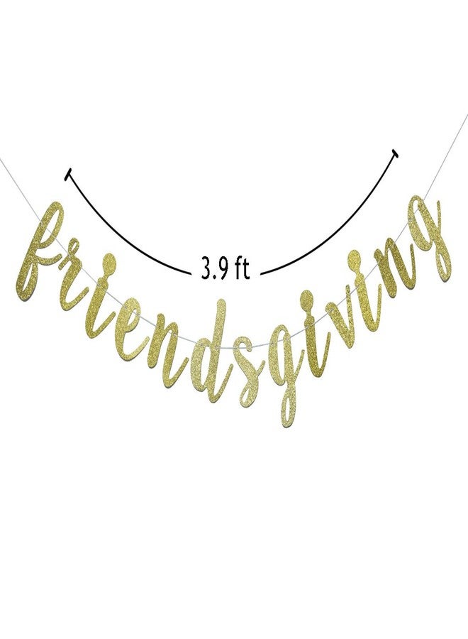 FOZEE Friendsgiving Banner for Thanksgiving Day Friends Party Decorations Pre-strung Home Garland (Gold Glitter) - Image 3