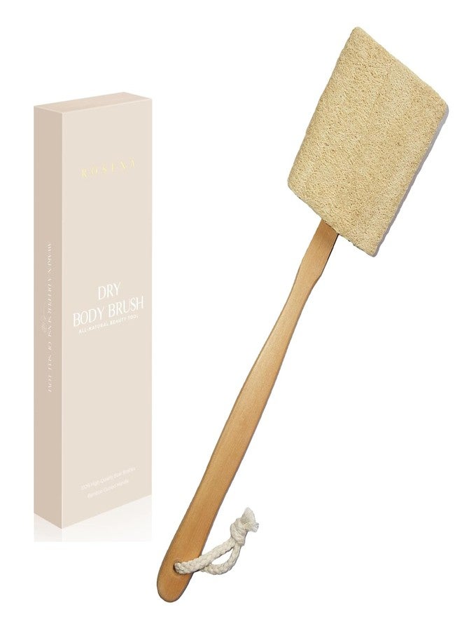 Rosena Natural Exfoliating Loofah luffa loofa Bath Brush On a Stick - with Long Wooden Handle Back Brush for Men & Women - Shower Sponge Body Back Scrubber Pack of 1 - Image 1