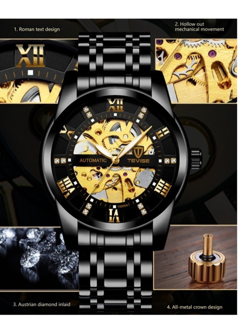 تيفيز Men's Big Dial Auto Mechanical Stainless Steel Tourbillon Luxury Designer Watch - Image 5