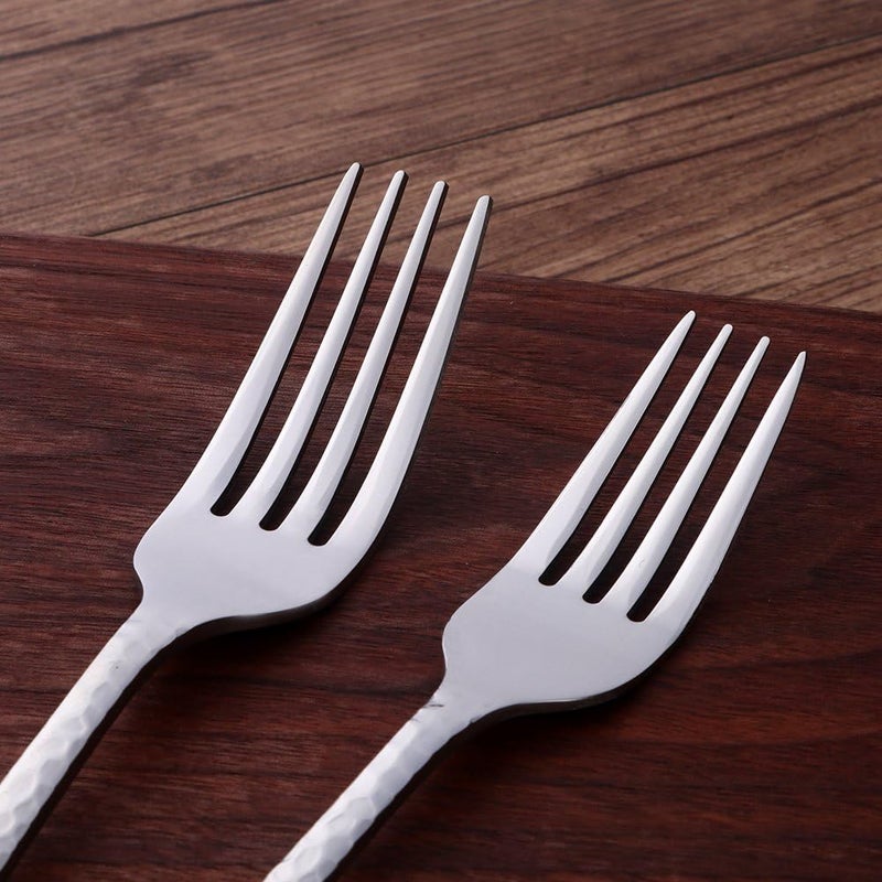 Bisda Silverware Set 5 Piece Premium 188 Stainless Steel Hammered Kitchen Utensil Flatware Cutlery Sets of 1 Mirror Polish Dishwasher Safe 5Silver - Image 4