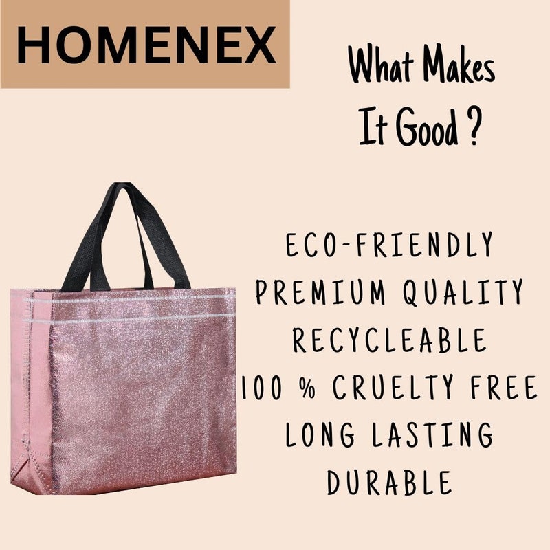 HOMENEX Glossy Metallic Pink Laminated Reusable Eco-Friendly Return Gift Bags | Designer Bags for Wedding Gifts, Shagun, Traditional Gifting (PINK BAG) (Pack of 10, Large) - Image 4