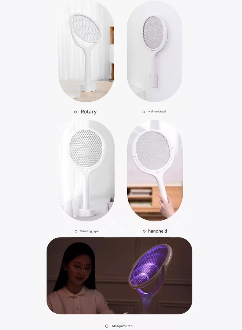 Extensible Electric Fly Swatter – 6-in-1 Mosquito Zapper with Telescopic & Rotatable Handle, UV Light Lure, 3200V Bug Killer, USB Rechargeable Base for Home, Bedroom, Patio – Safe for Kids & Pets - Image 4