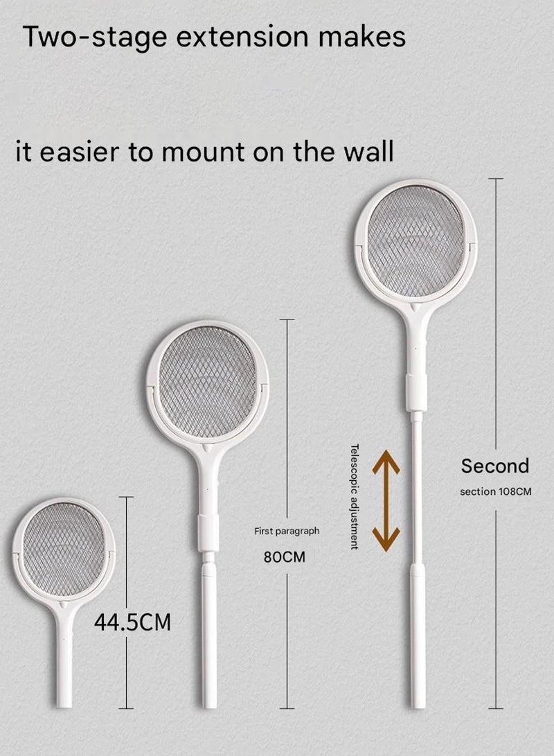 Extensible Electric Fly Swatter – 6-in-1 Mosquito Zapper with Telescopic & Rotatable Handle, UV Light Lure, 3200V Bug Killer, USB Rechargeable Base for Home, Bedroom, Patio – Safe for Kids & Pets - Image 3