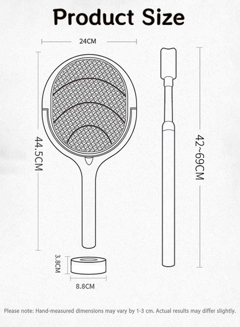 Extensible Electric Fly Swatter – 6-in-1 Mosquito Zapper with Telescopic & Rotatable Handle, UV Light Lure, 3200V Bug Killer, USB Rechargeable Base for Home, Bedroom, Patio – Safe for Kids & Pets - Image 2