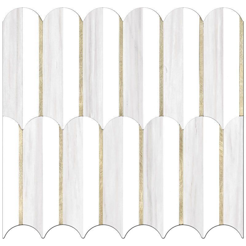 Vamos Tile Peel and Stick Backsplash Seamless Tile,10-Sheet Stick on Backsplash for Kitchen,Dolomite Gray and White+Light Gold Metal Self Adhesive PVC Tiles (10 Sheets) - Image 1