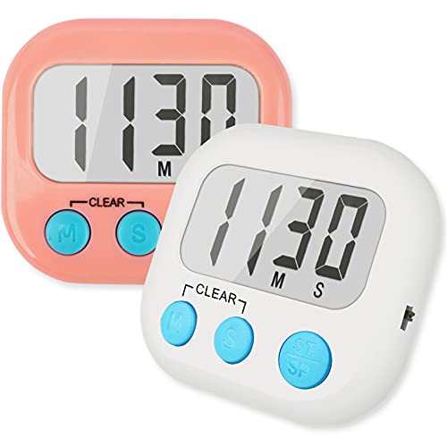 AOUCE Classroom Timers for Teachers Kids Large Magnetic Digital Timer Teacher Supplies 2 Pack-Pink White - Image 1