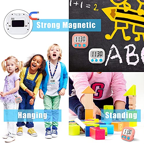 AOUCE Classroom Timers for Teachers Kids Large Magnetic Digital Timer Teacher Supplies 2 Pack-Pink White - Image 4
