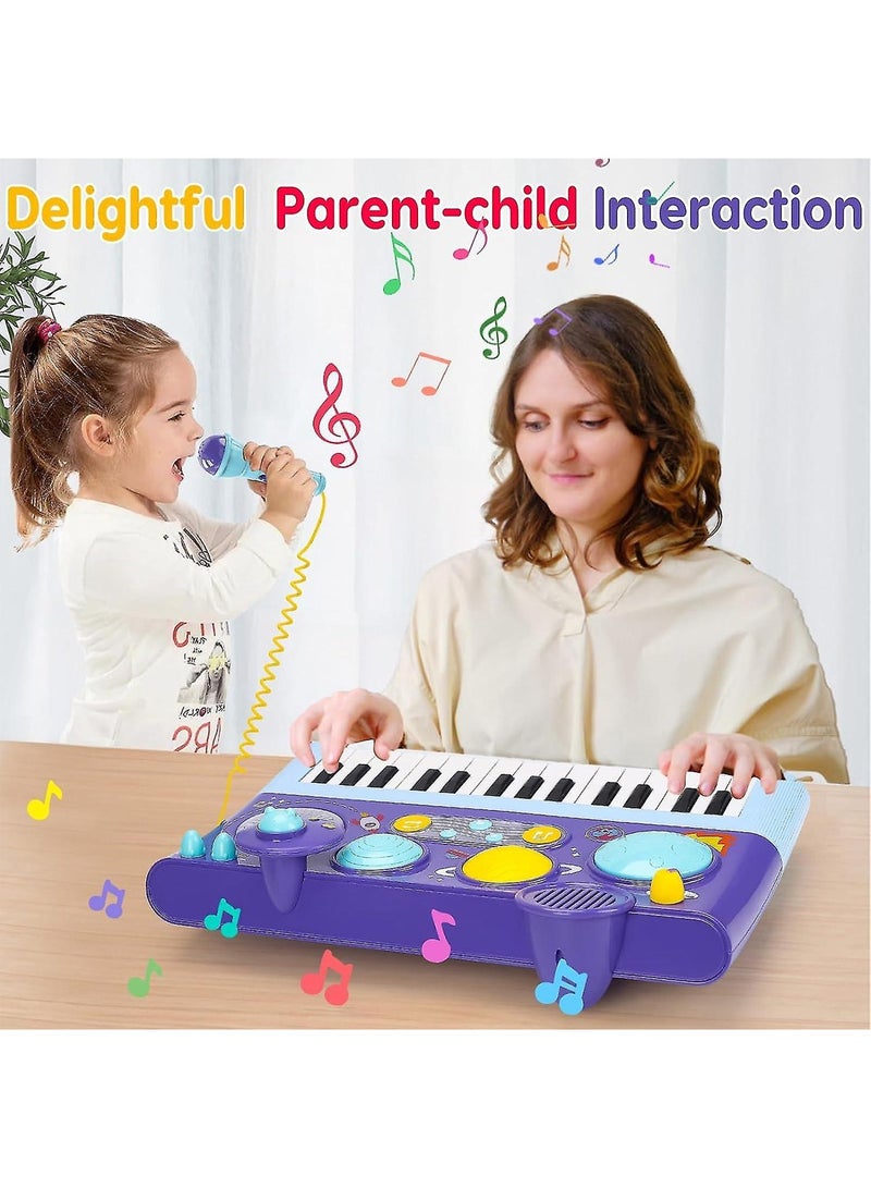 5 In 1 Toddler Musical Toys Piano Keyboard Xylophone Drum Set With Microphone For 1 Year Old Birthday Gifts - Image 5