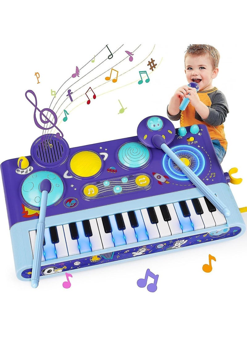 5 In 1 Toddler Musical Toys Piano Keyboard Xylophone Drum Set With Microphone For 1 Year Old Birthday Gifts - Image 1