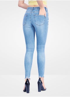 Web Denim Web Denim Light Blue Skinny Stretchable Ripped Denim Pant  Fashionable Comfort Fit Cotton Jeans With Pockets For Women  - Image 5