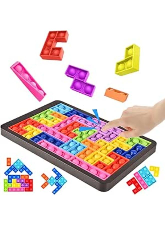 Mineup Intelligence Games Fidget Toys, Popp Push Silicone New Tangram, Anti-Stress Relief Intelligence Games Tetris Game Children for Children for Adults with Best Toy Gift