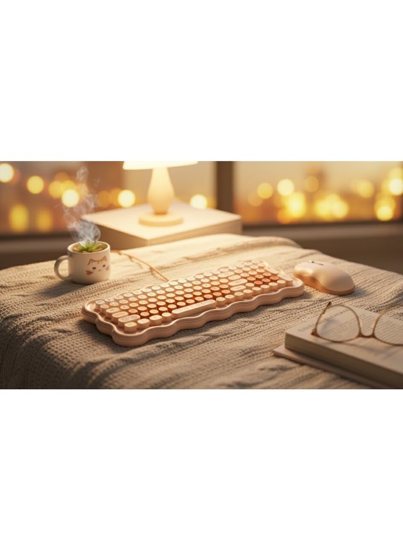 SW98 Wireless Keyboard and Mouse Combo with 2.4G Technology, USB Connection, Instant Connect, Ergonomic Design, and Energy Saving Features - Beige - Image 4