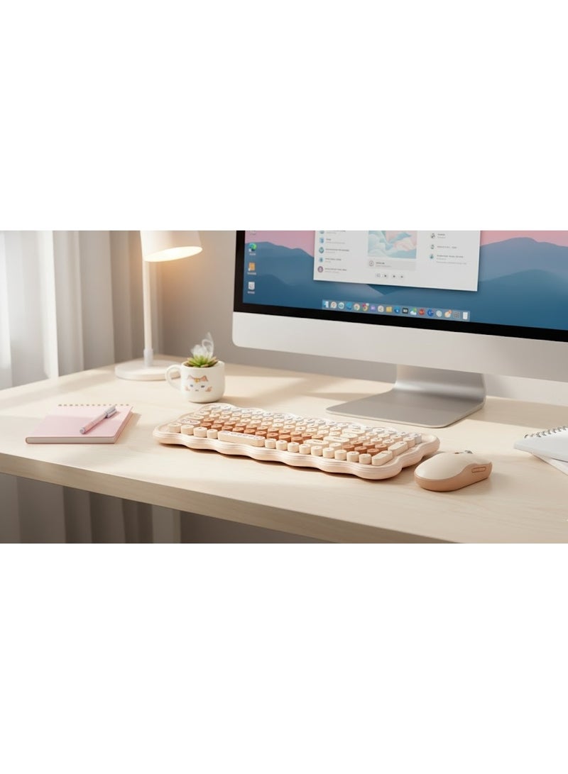 SW98 Wireless Keyboard and Mouse Combo with 2.4G Technology, USB Connection, Instant Connect, Ergonomic Design, and Energy Saving Features - Beige - Image 3