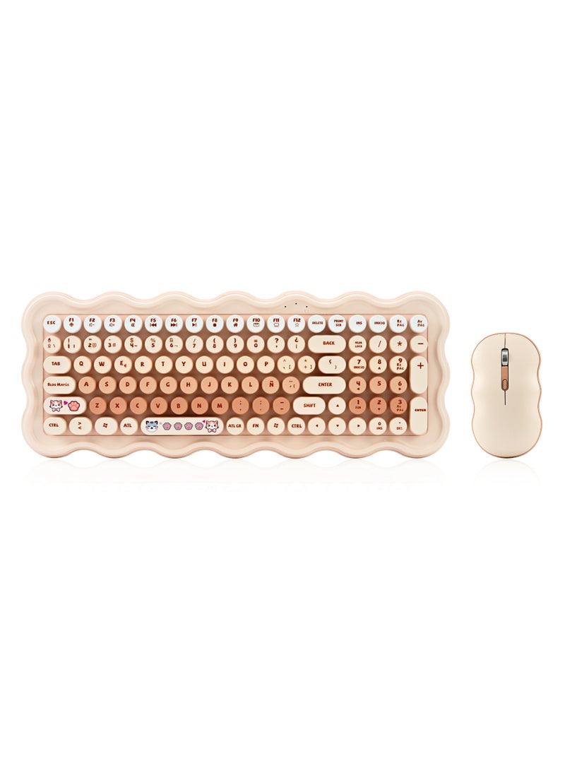 SW98 Wireless Keyboard and Mouse Combo with 2.4G Technology, USB Connection, Instant Connect, Ergonomic Design, and Energy Saving Features - Beige - Image 1