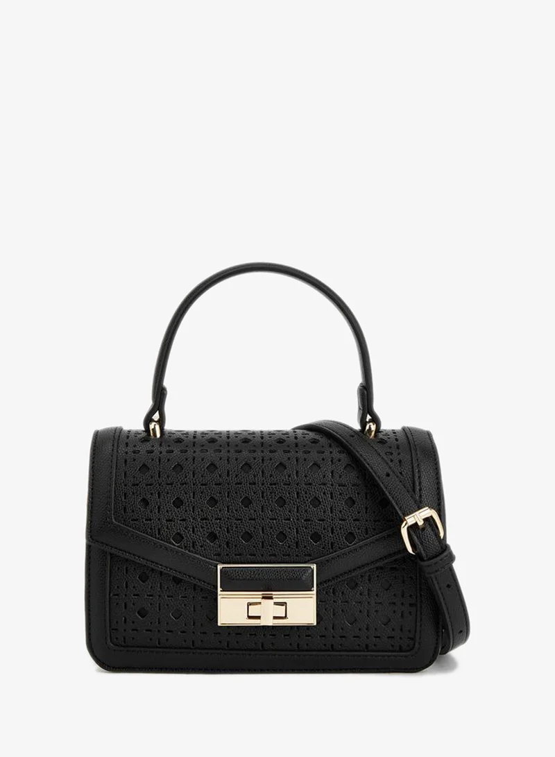 Laser Cut Handbag With Top Handle And Additional Shoulder Strap