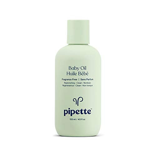 Pipette Baby Oil - Nurture, Moisturize Baby Skin, Vitamin E, Sensitive, Dry Skin, Fragrance Free with Renewable Plant-Derived Squalane, 4.5 fl oz - Image 1