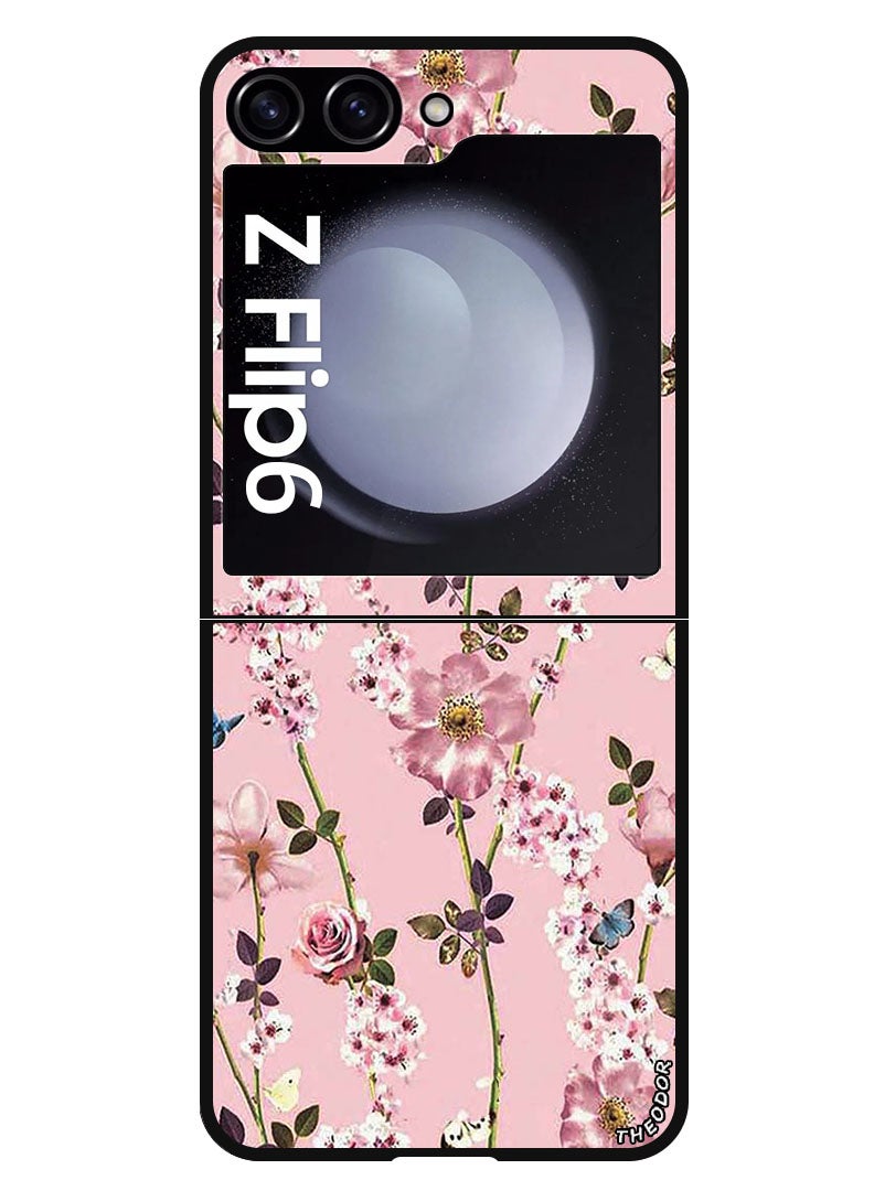 Theodor Protective Case Anti Scratch Shock Proof Bumper Cover For Samsung Galaxy Z Flip 6 Small Pink Flowers - Image 1