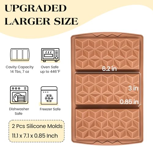 Fimary 2 Pcs Chocolate Bar Mold Deep Silicone Large Chocolate Molds Break Apart Pyramid Shape Thick Candy Bar Molds - Image 2