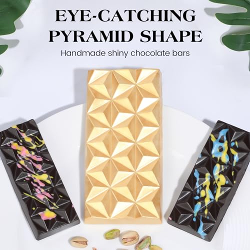 Fimary 2 Pcs Chocolate Bar Mold Deep Silicone Large Chocolate Molds Break Apart Pyramid Shape Thick Candy Bar Molds - Image 3