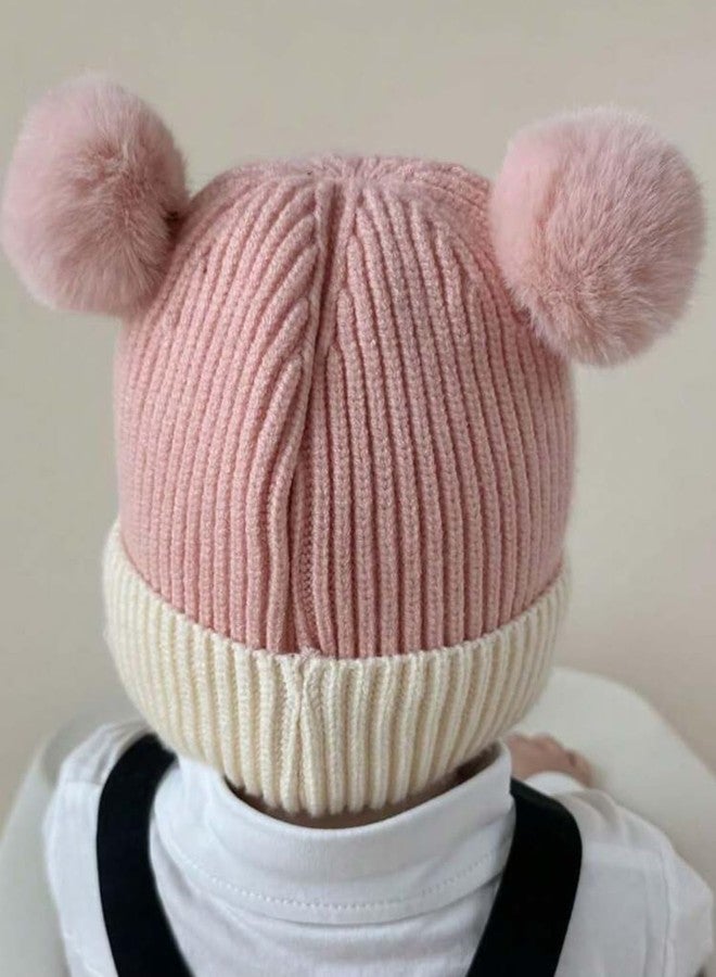 Ziory 1 Pc pom pom Cartoon Designed Knitted Cap for Baby- Pink (6-12months) - Image 4