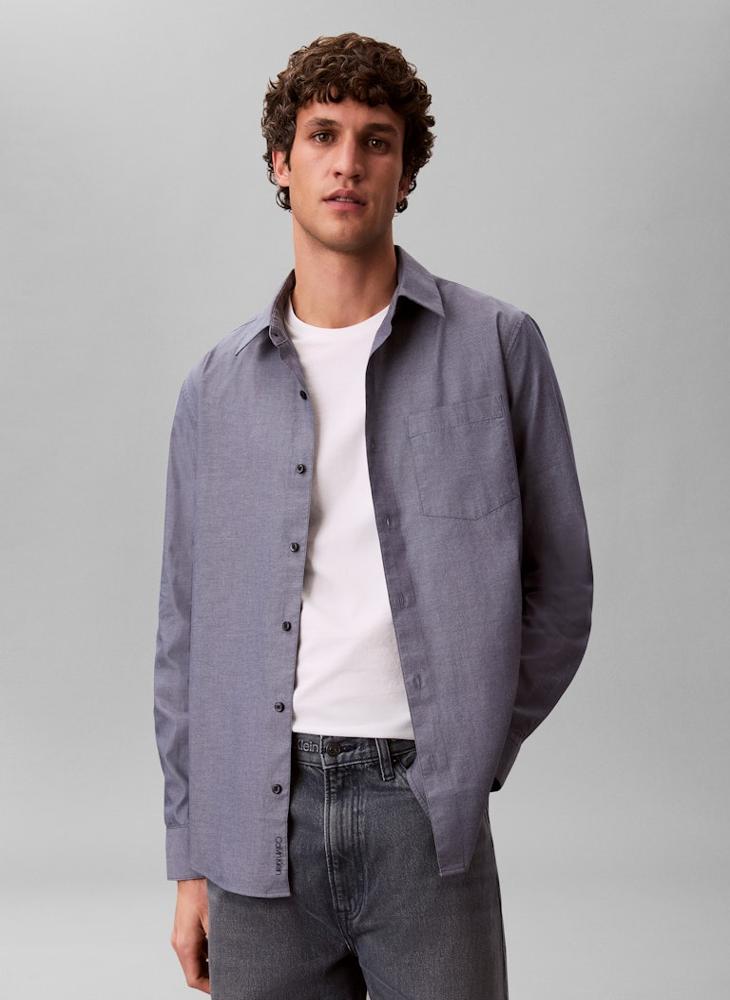 CALVIN KLEIN Cotton Poplin Classic Button-Down Shirt - Image 1