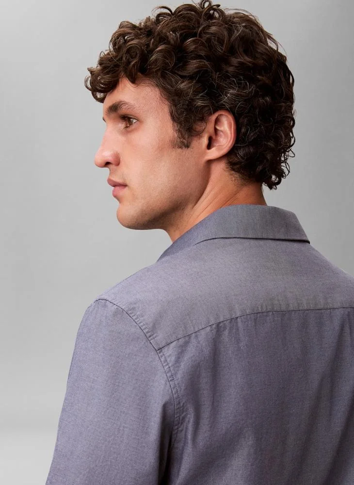 Calvin Klein Blue Nomad Cotton Poplin Classic Button-Down Shirt for Men | Best Price UAE