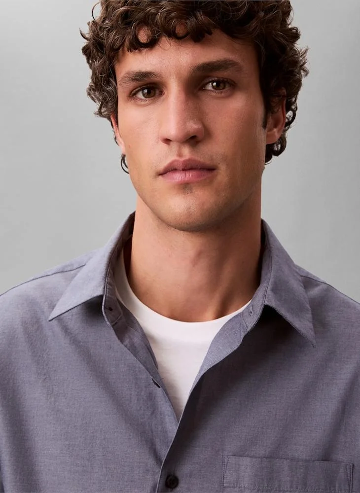 Calvin Klein Blue Nomad Cotton Poplin Classic Button-Down Shirt for Men | Best Price UAE