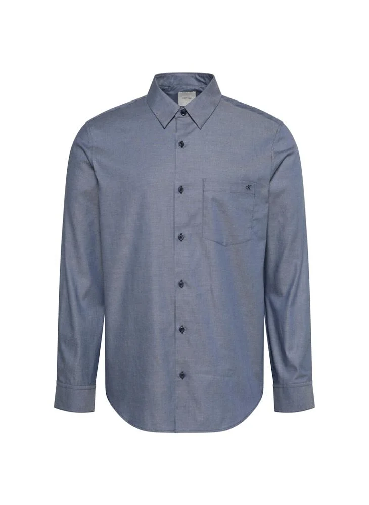 Calvin Klein Blue Nomad Cotton Poplin Classic Button-Down Shirt for Men | Best Price UAE
