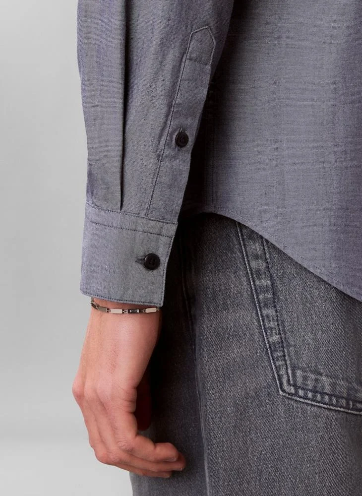Calvin Klein Blue Nomad Cotton Poplin Classic Button-Down Shirt for Men | Best Price UAE
