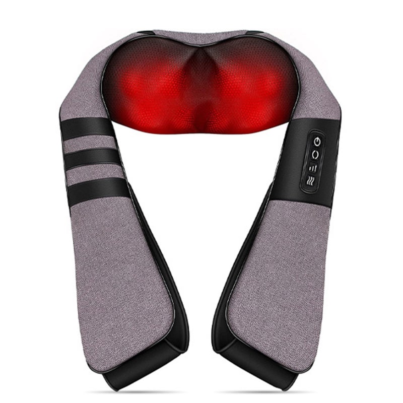 Portable Back Neck Shoulder Massager: Grey 3D Kneading Shiatsu Massager With 16 Nodes - Adjustable 3 Speed Intensity For Home Office Car Use - Image 1