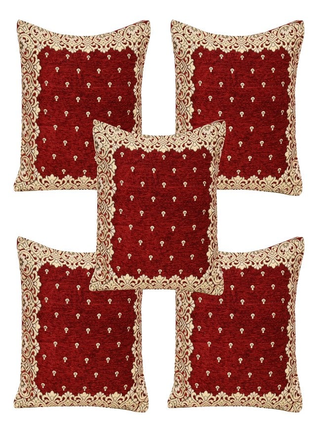 jayvaam Premium 5 Seater Printed Sofa Cover Set with Cushion Table Cover 3, 2 Seater 10 Piece Sofa Back Slip Panels, Covers, Protector for Single Seater, Mahroon,Chenille, - Image 3