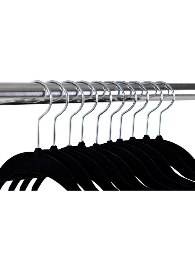 50 Piece Flocking Non-Marking Non-Slip Hangers For Household Hanging Clothing Black - Image 2