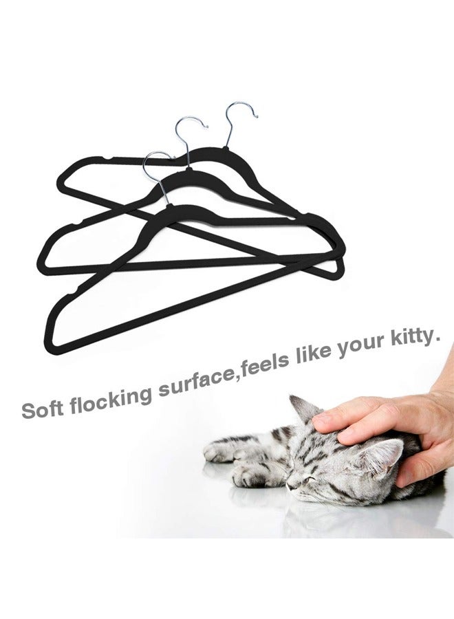 50 Piece Flocking Non-Marking Non-Slip Hangers For Household Hanging Clothing Black - Image 5