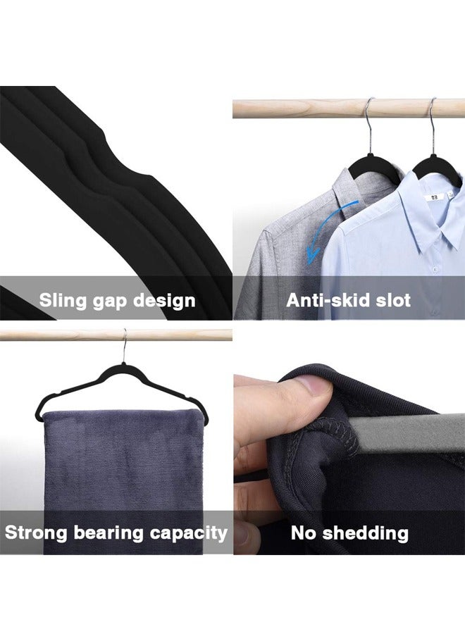 50 Piece Flocking Non-Marking Non-Slip Hangers For Household Hanging Clothing Black - Image 3