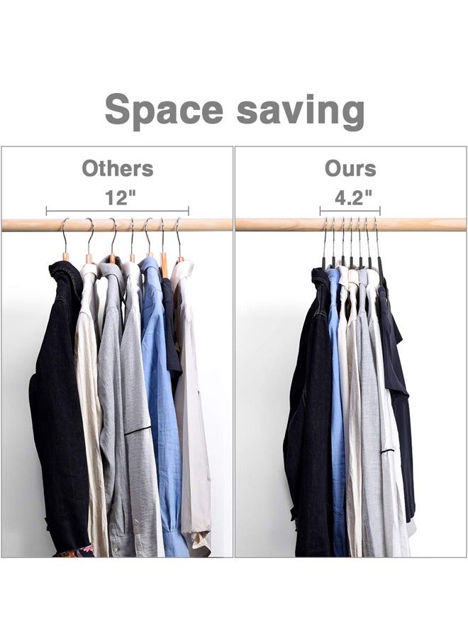 50 Piece Flocking Non-Marking Non-Slip Hangers For Household Hanging Clothing Black - Image 4