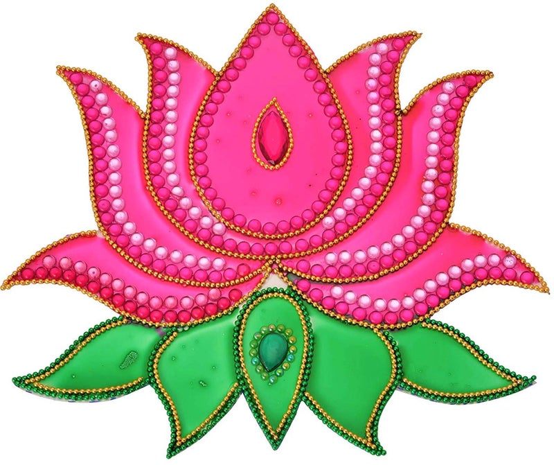 Neon Handicrafts Neon Handicrafts Decorated Lotus Kundan Rangoli 21 cm x 24 cm 