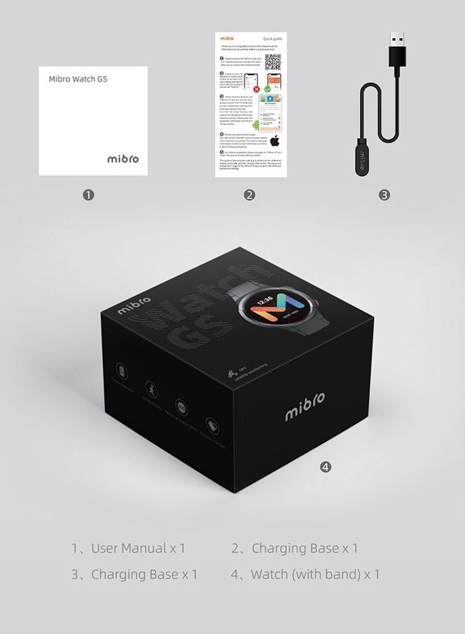 Mibro Health Monitoring 5ATM  Waterproof Bluetooth Smartwatch With Dark Grey - Image 3