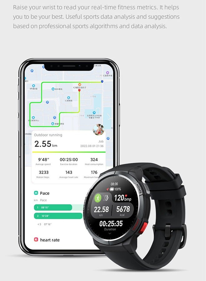 Mibro Health Monitoring 5ATM  Waterproof Bluetooth Smartwatch With Dark Grey - Image 2