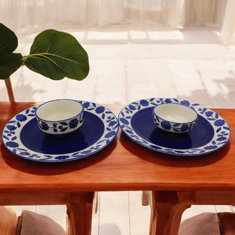 THE POTTERY MUSE "Handcrafted Elegance" طقم أطباق الطعام الخزفية - أزرق، 7 بوصات | متين، مثالي للتقديم، المقبلات، والحلويات - أدوات مائدة للمنزل، في الهواء الطلق والهدايا - Image 2