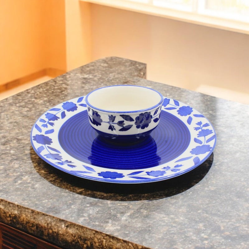 THE POTTERY MUSE "Handcrafted Elegance" طقم أطباق الطعام الخزفية - أزرق، 7 بوصات | متين، مثالي للتقديم، المقبلات، والحلويات - أدوات مائدة للمنزل، في الهواء الطلق والهدايا - Image 5