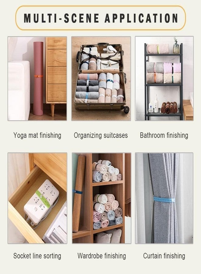 Obedient 20Pcs Roll-up Clothes Storage Elastic Band, Adjustable Clothing Storage Binding Strap with Button and Buttonholes for Travel Luggage, Drawer, Closet, Mixed (20) - Image 5