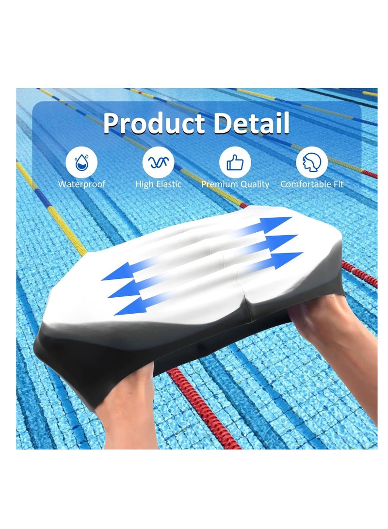 SYOSI 2 Pack Unisex Swim Caps Waterproof Silicone Swimming Caps Durable Elastic Non-Slip Bathing Swimming Pool Caps with Ear Plugs & Nose Clips for Women Men Adults Boys Girls - Image 2
