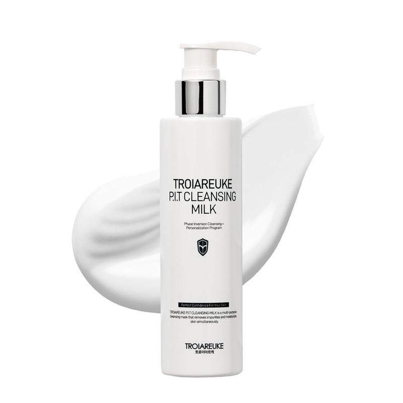 TROIAREUKE PIT Cleansing Milk I Deep Cleansing Daily Facial Cleanser for All Skin Types Dry Hydrating Face Mask with Antioxidants Vitamins Moisturize Korean Aesthetic Skin Care 1014 fl oz